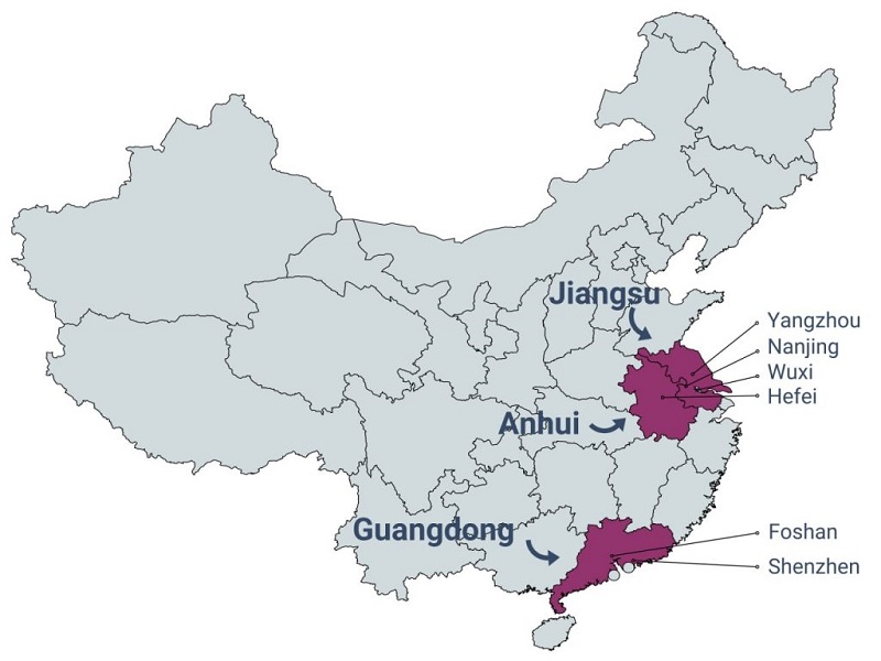 main supply chain cities for solar panels from china